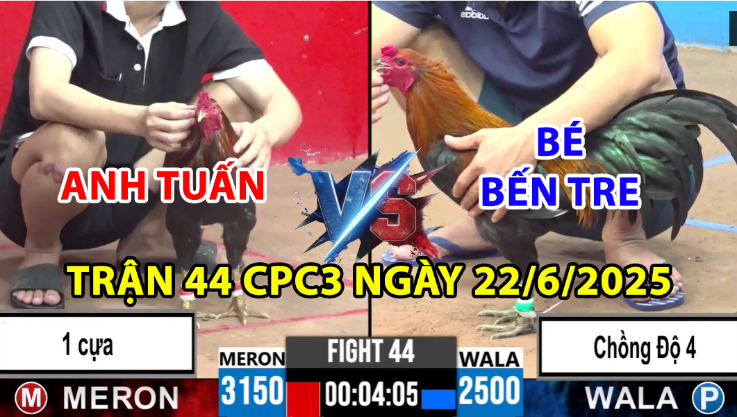 trận 44 cpc3 ngày 22/6/2025 hôm nay giữa anh tuấn và bé bến tre chồng độ 4