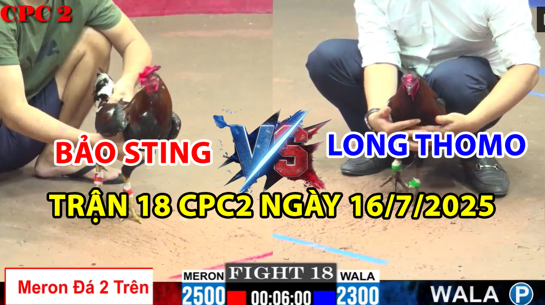 trận 18 cpc2 ngày 16/7/2025 hôm nay giữa long thomo vs bảo sting