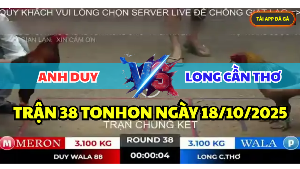 trận 38 tonhon ngày 18/10/2025 hôm nay giữa anh long cần thơ vs anh duy